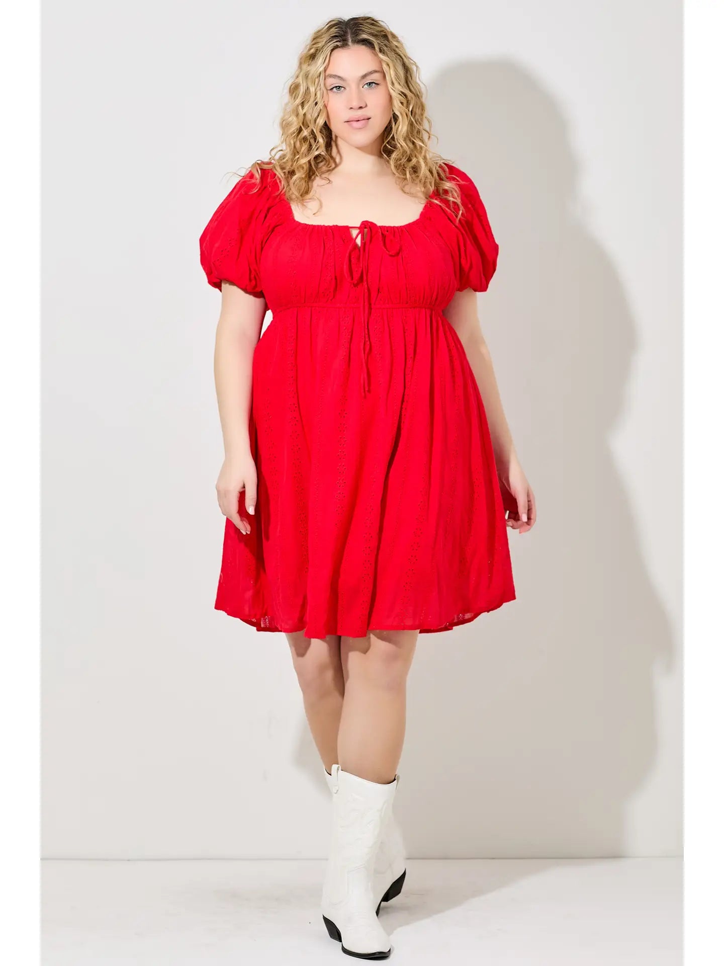 Red eyelet dress- plus