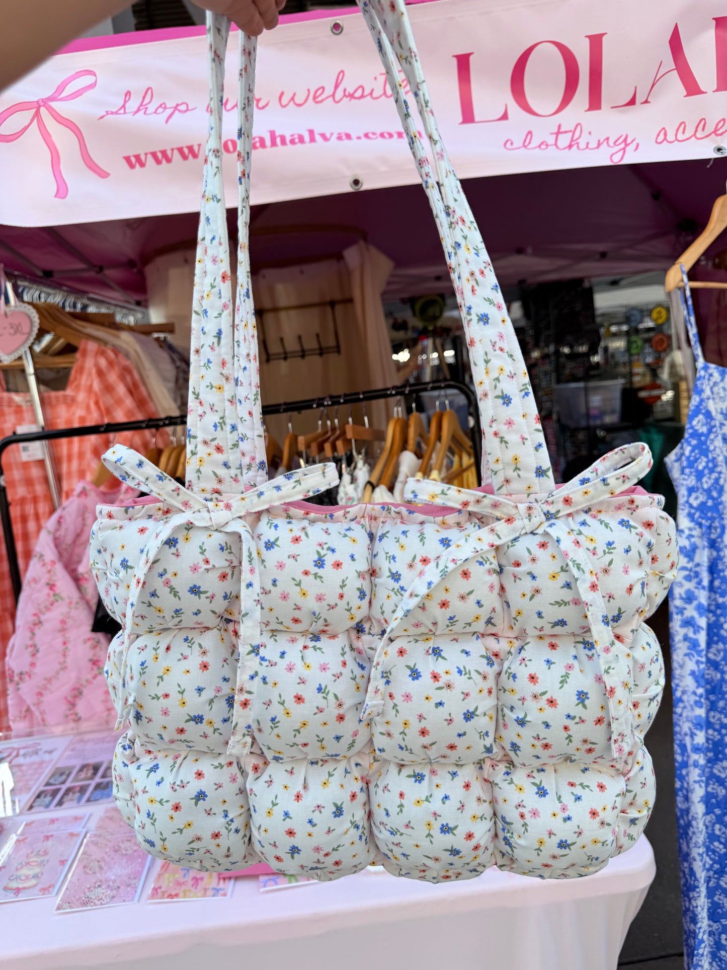 Preorder: spring florals puff quilt tote