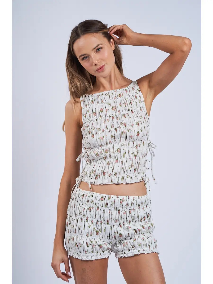 Ditsy smocked top