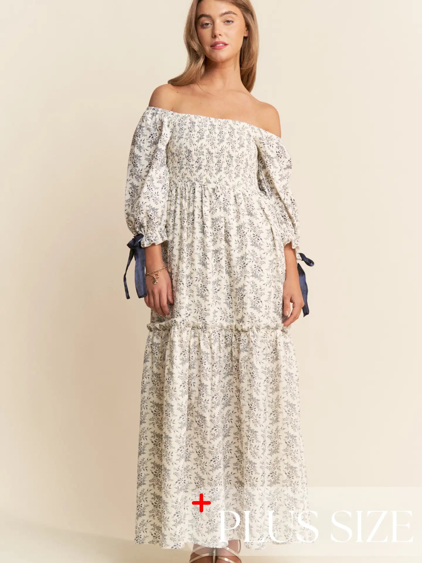 Long sleeve ribbon dress - plus