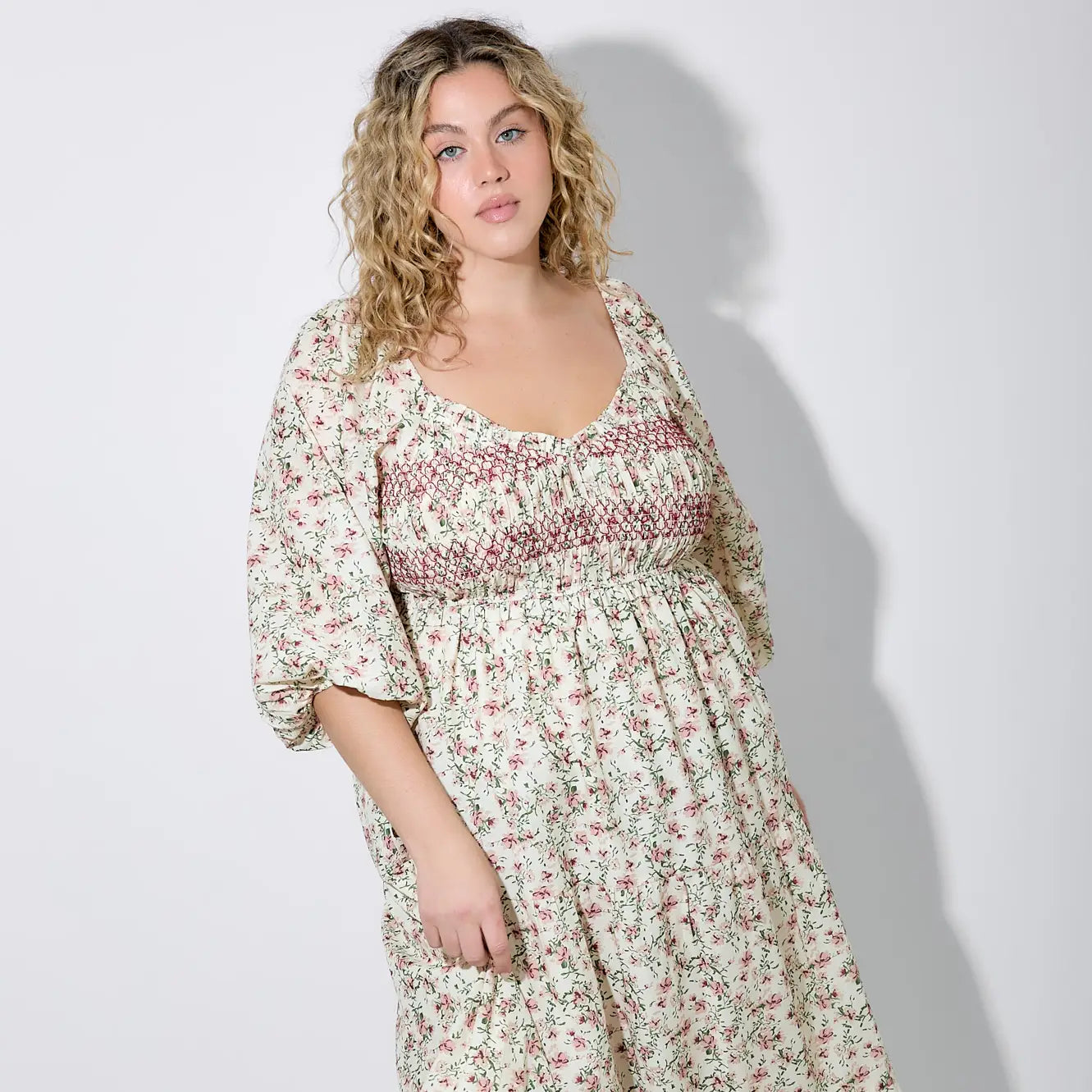 Floral long sleeve dress- plus