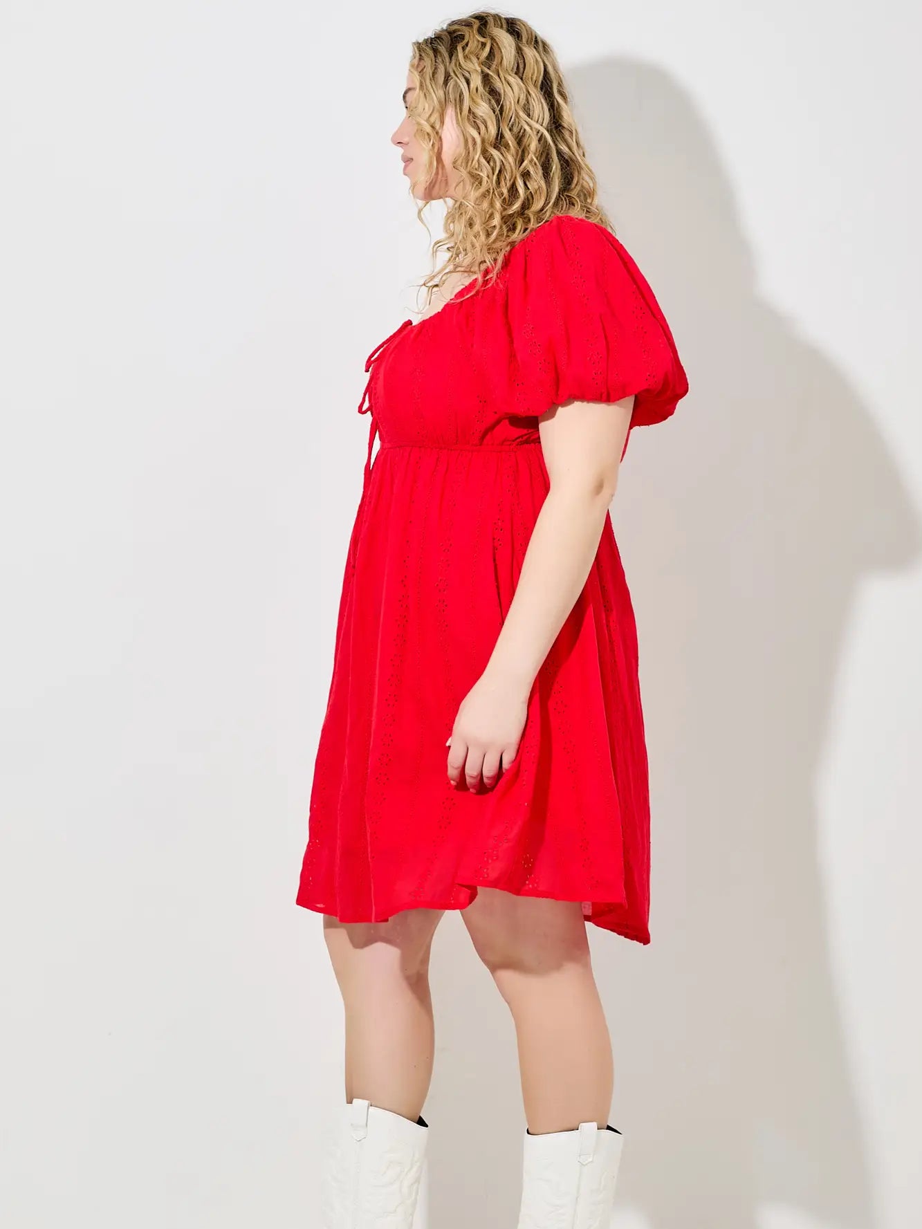 Red eyelet dress- plus