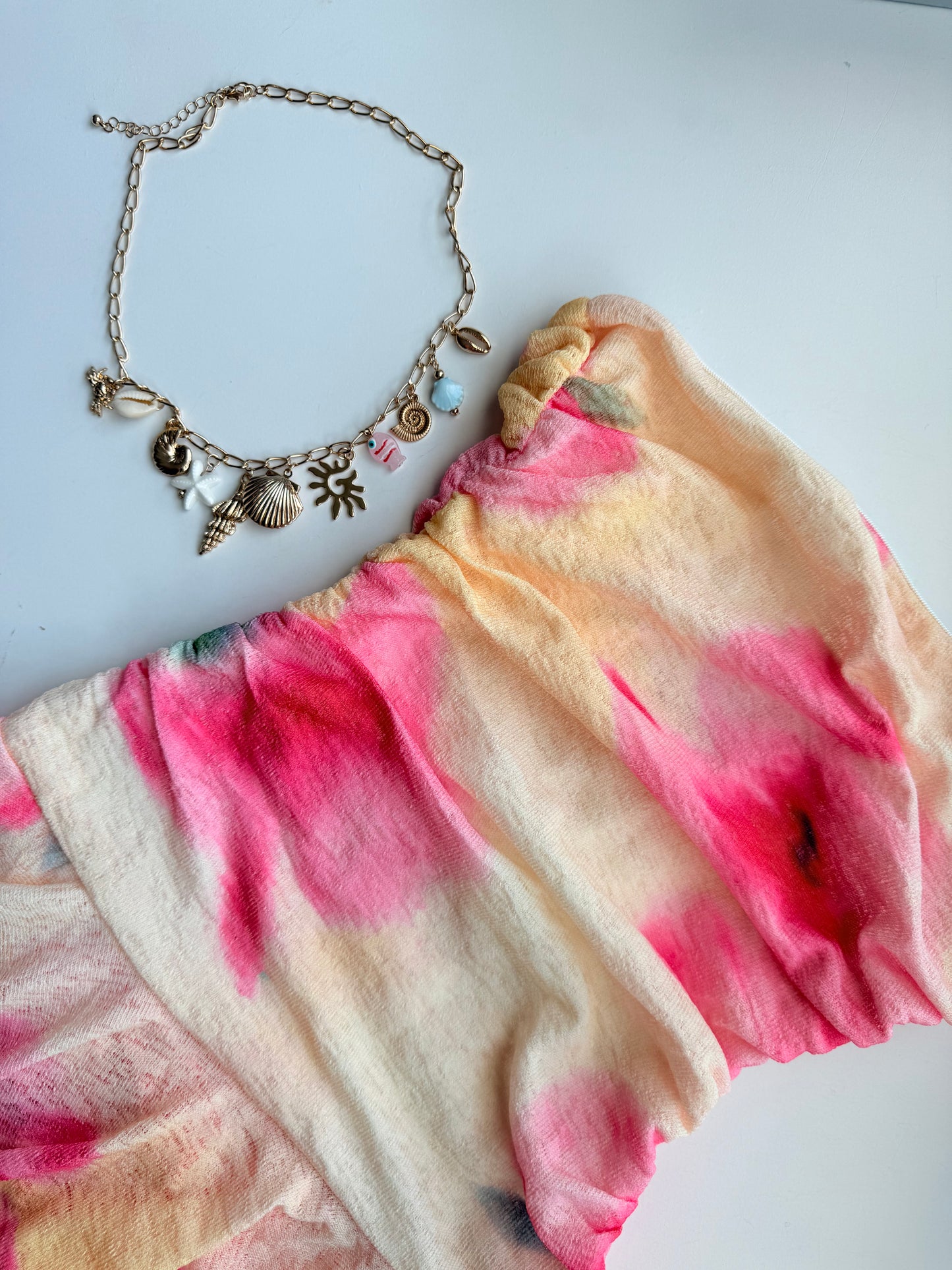 Pink and yellow tube dress