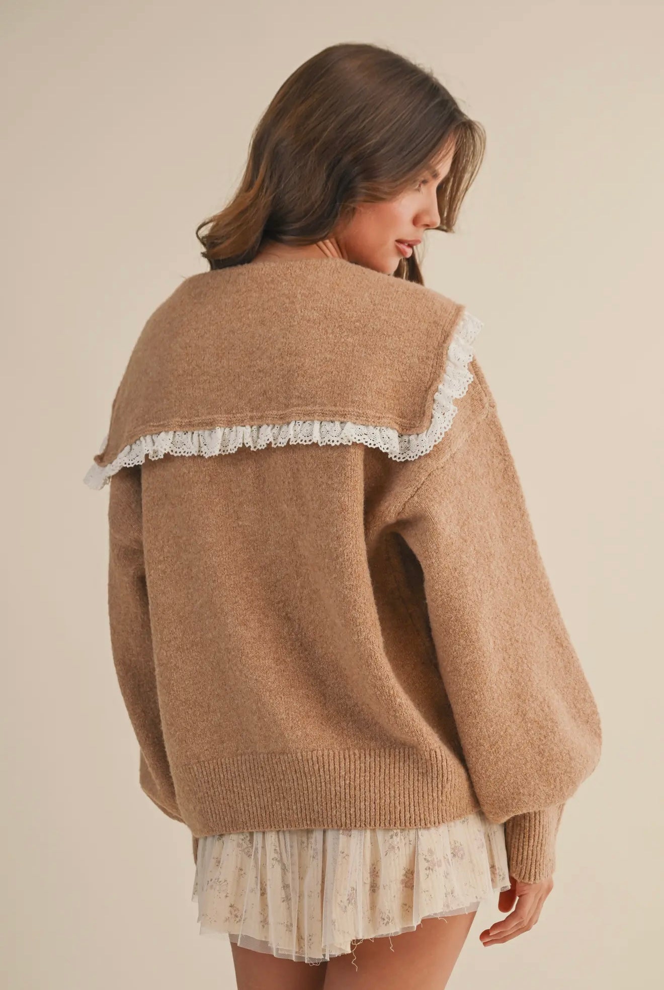 Oversized Peter Pan collar cardigan