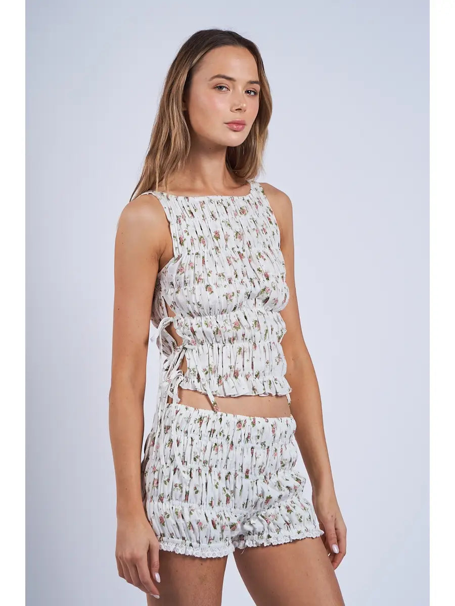 Ditsy smocked top