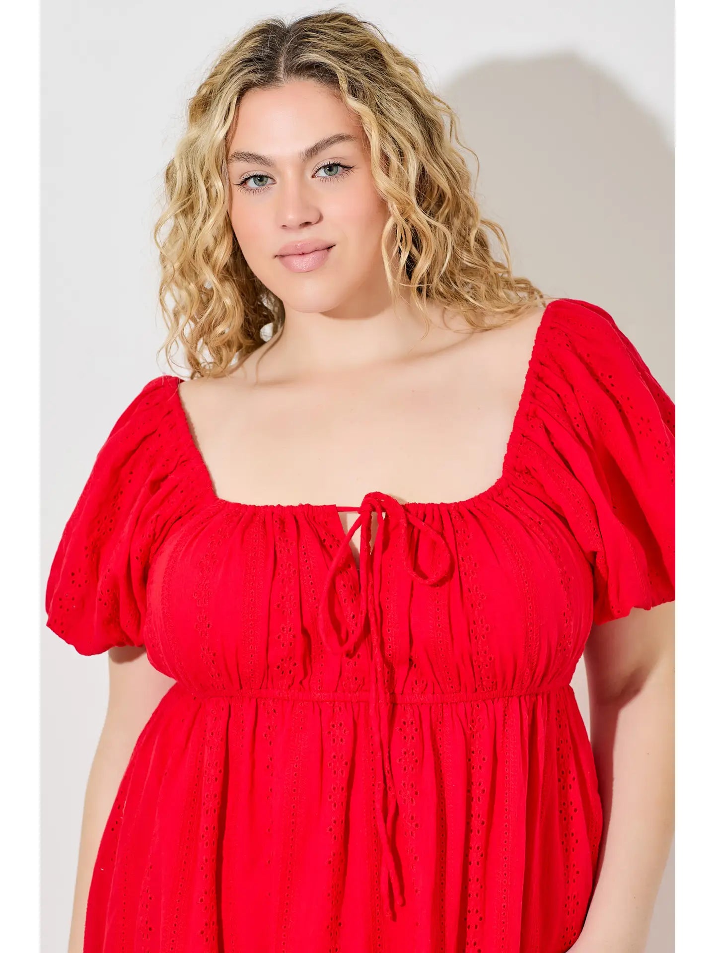 Red eyelet dress- plus