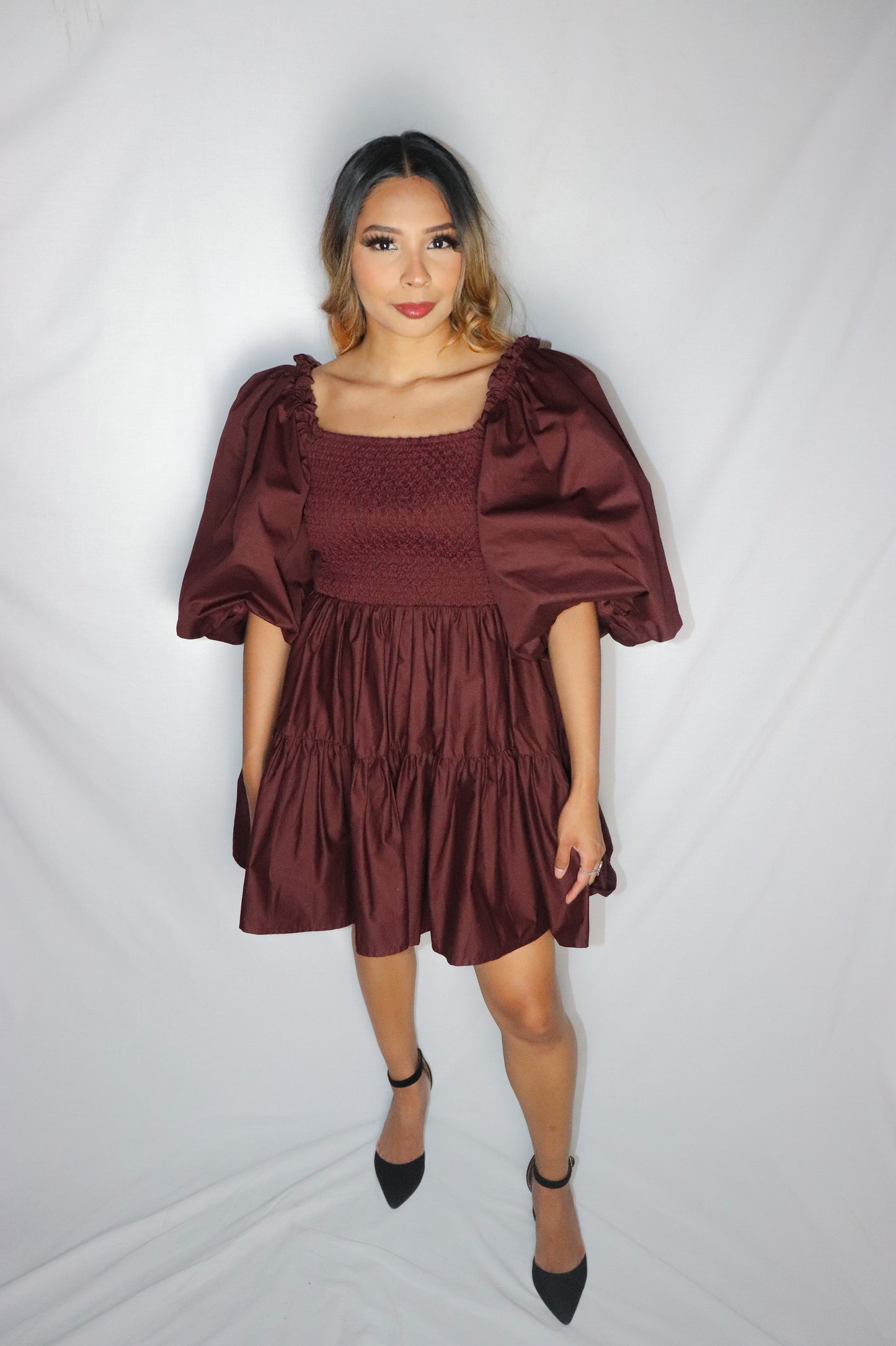 Sienna - extra large puff sleeve short dress