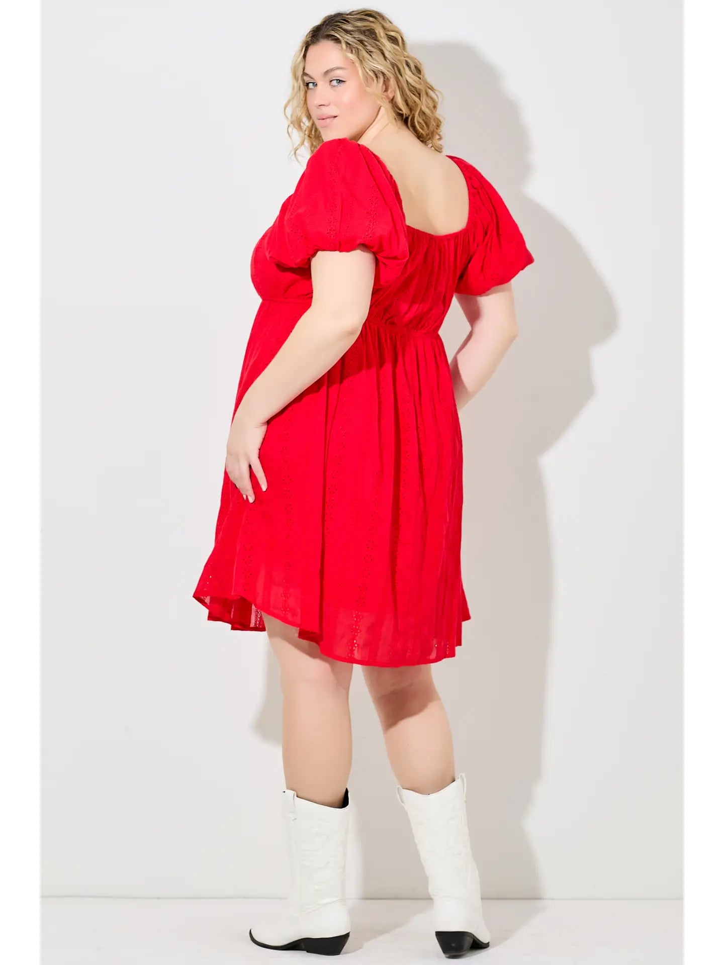 Red eyelet dress- plus