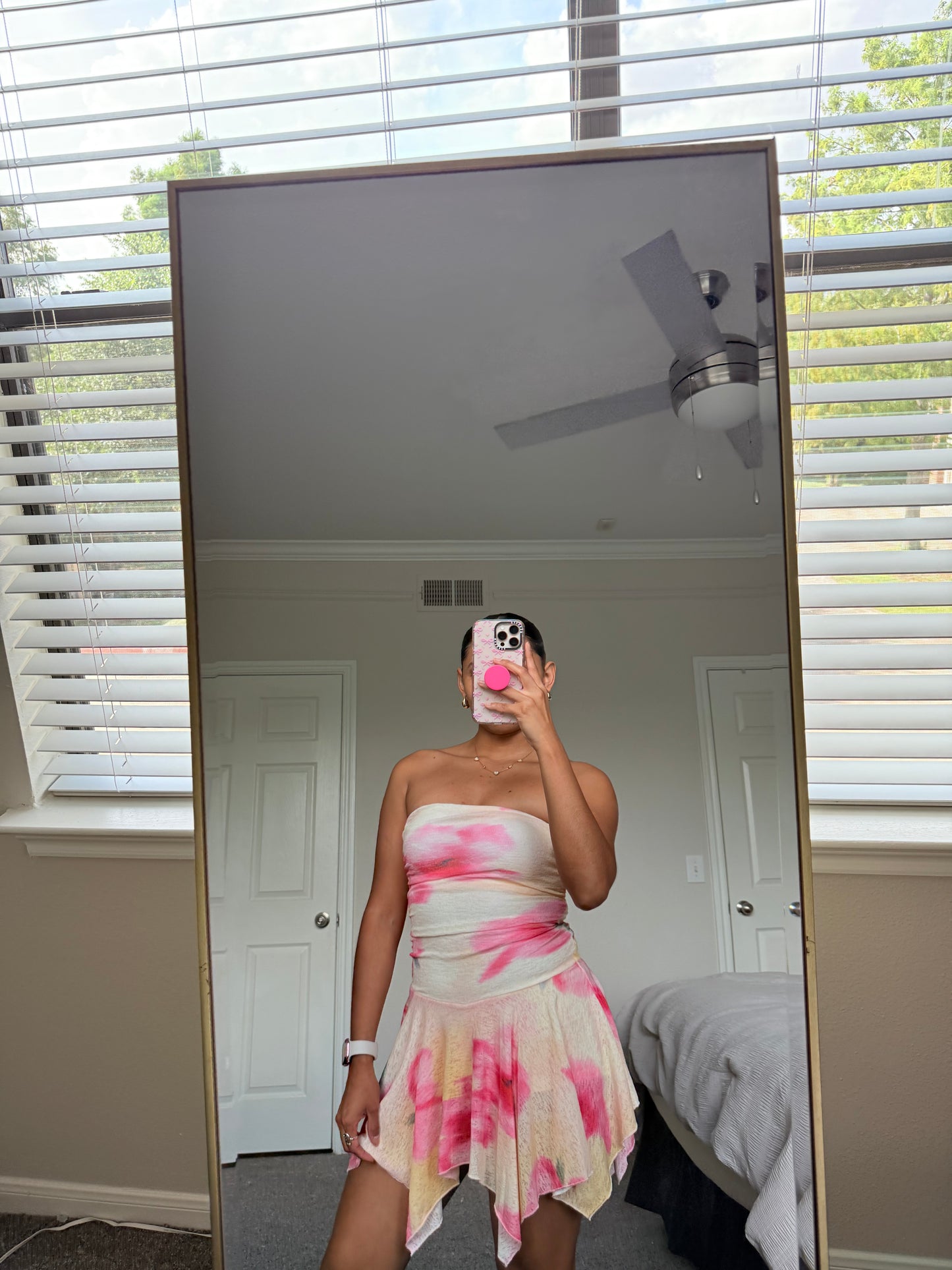 Pink and yellow tube dress