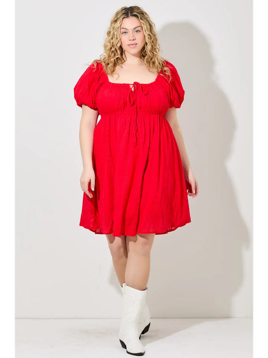 Red eyelet dress- plus