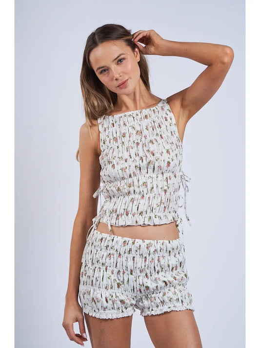 Ditsy smocked top