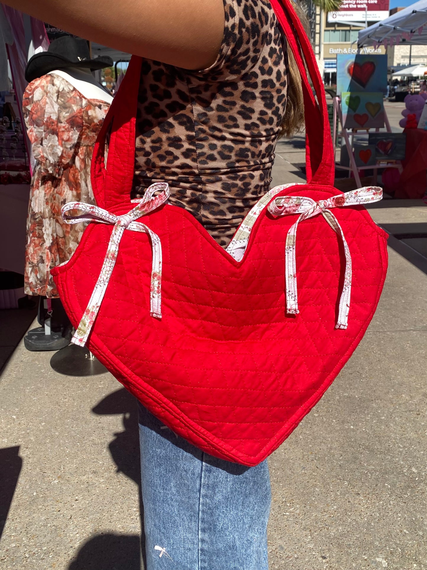 Preorder: Red heart bag with greenery and florals