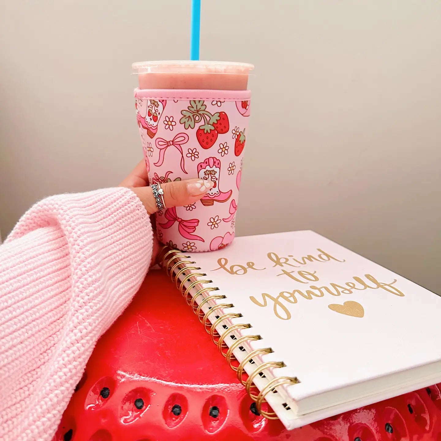 Strawberry cowgirl cup sleeve - SMALL SIZE