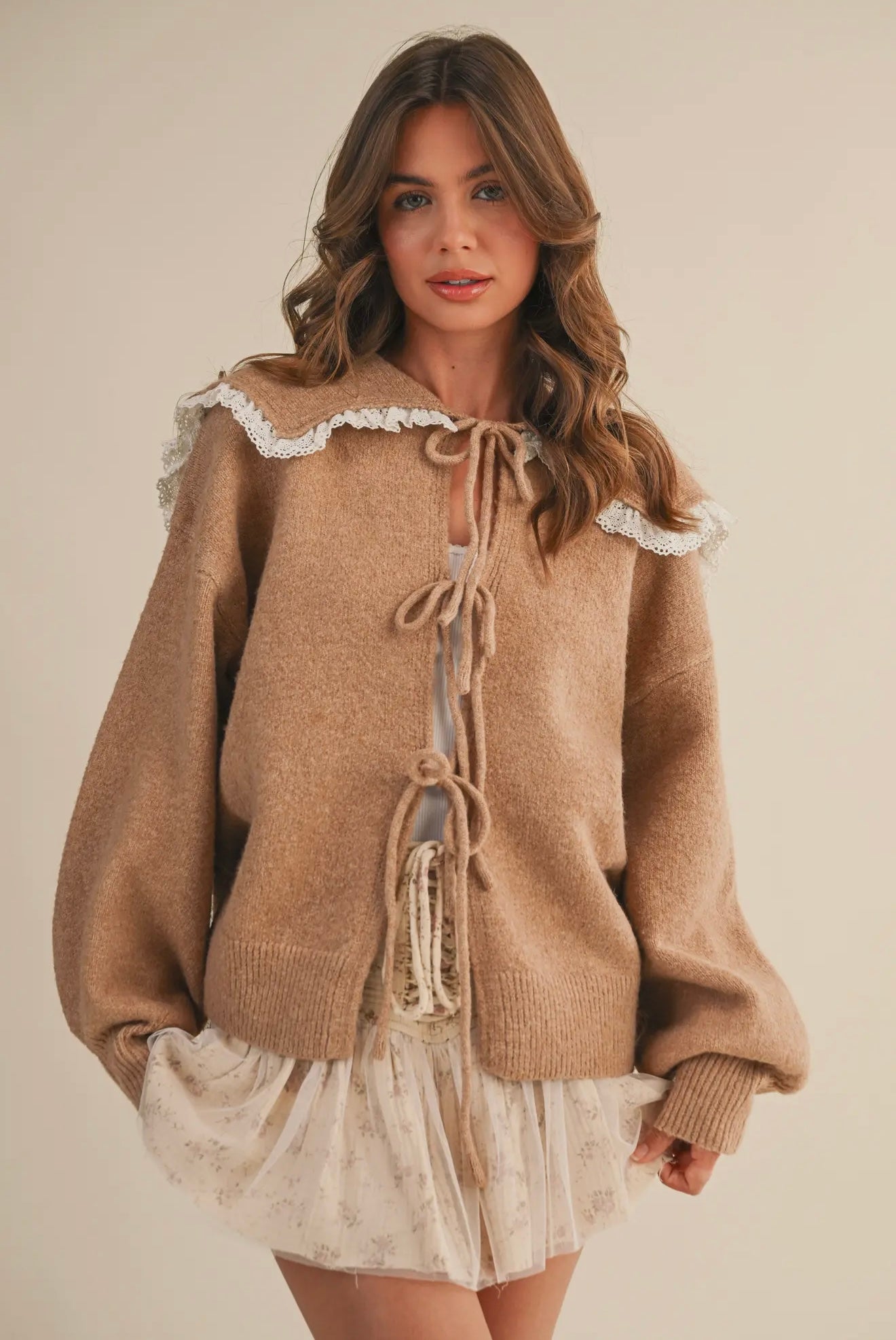 Oversized Peter Pan collar cardigan