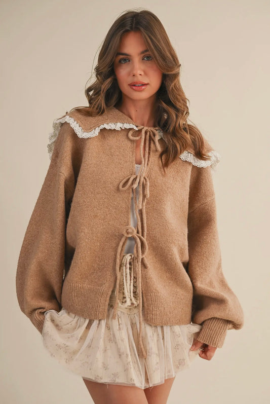 Oversized Peter Pan collar cardigan