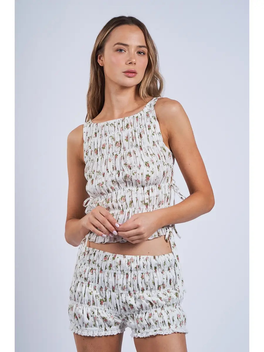 Ditsy smocked top