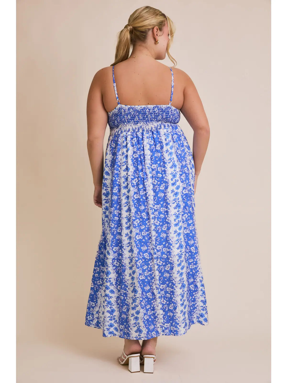 Blue floral spaghetti strap dress