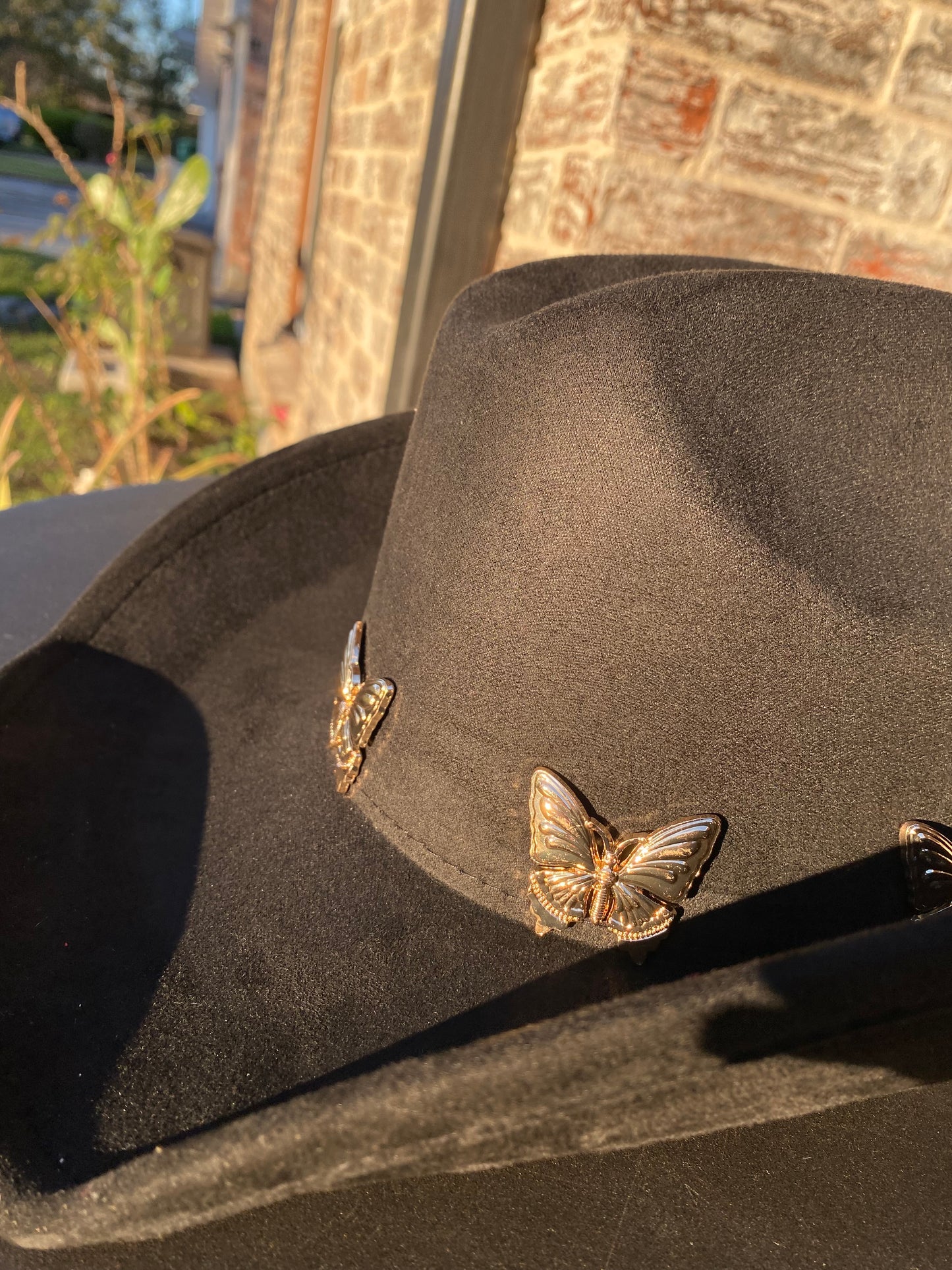 Cowgirl hat with gold butterflies