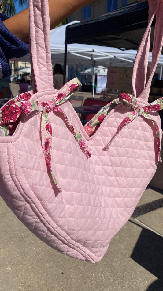 Preorder: Pink heart bag with pink floral