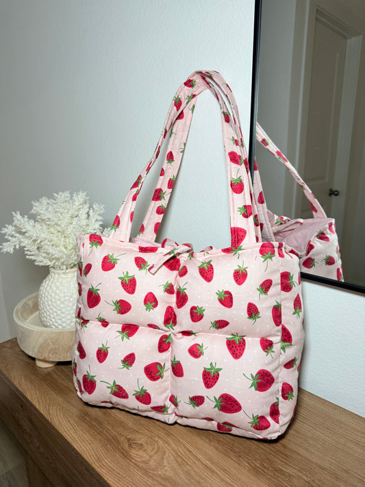 Preorder: Handmade Strawberry book tote