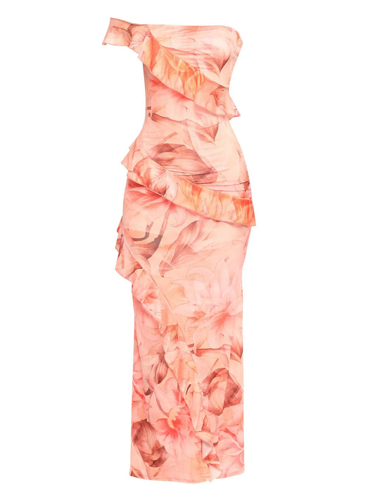 Pink and orange maxi dress