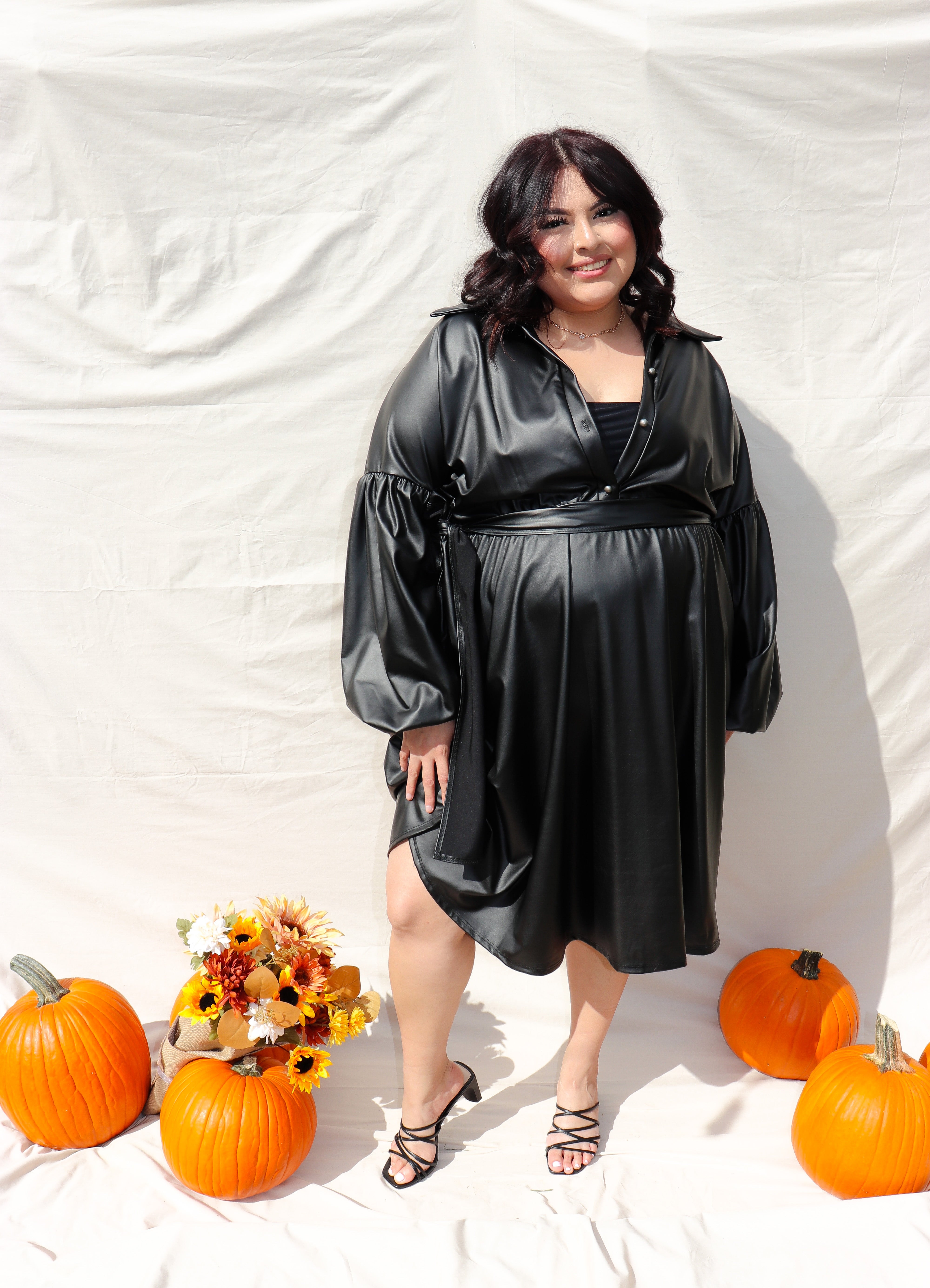 Plus Size Faux Leather Dress