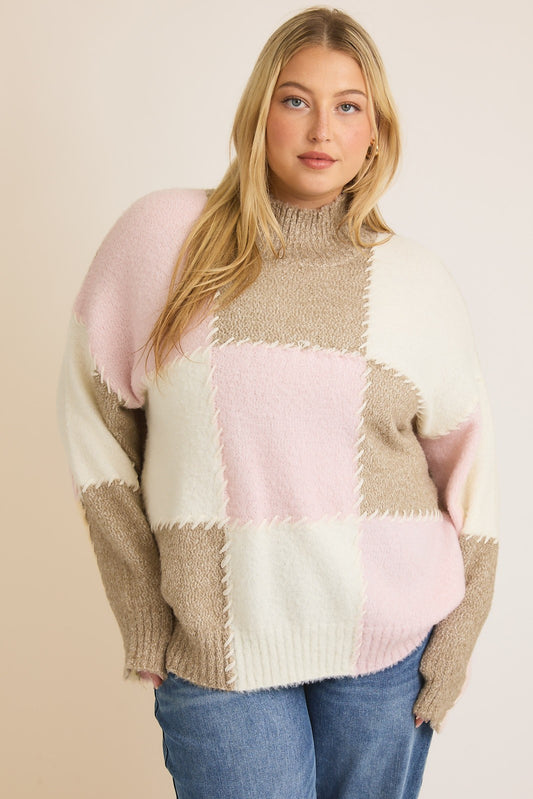 Terrie color block plus size sweater