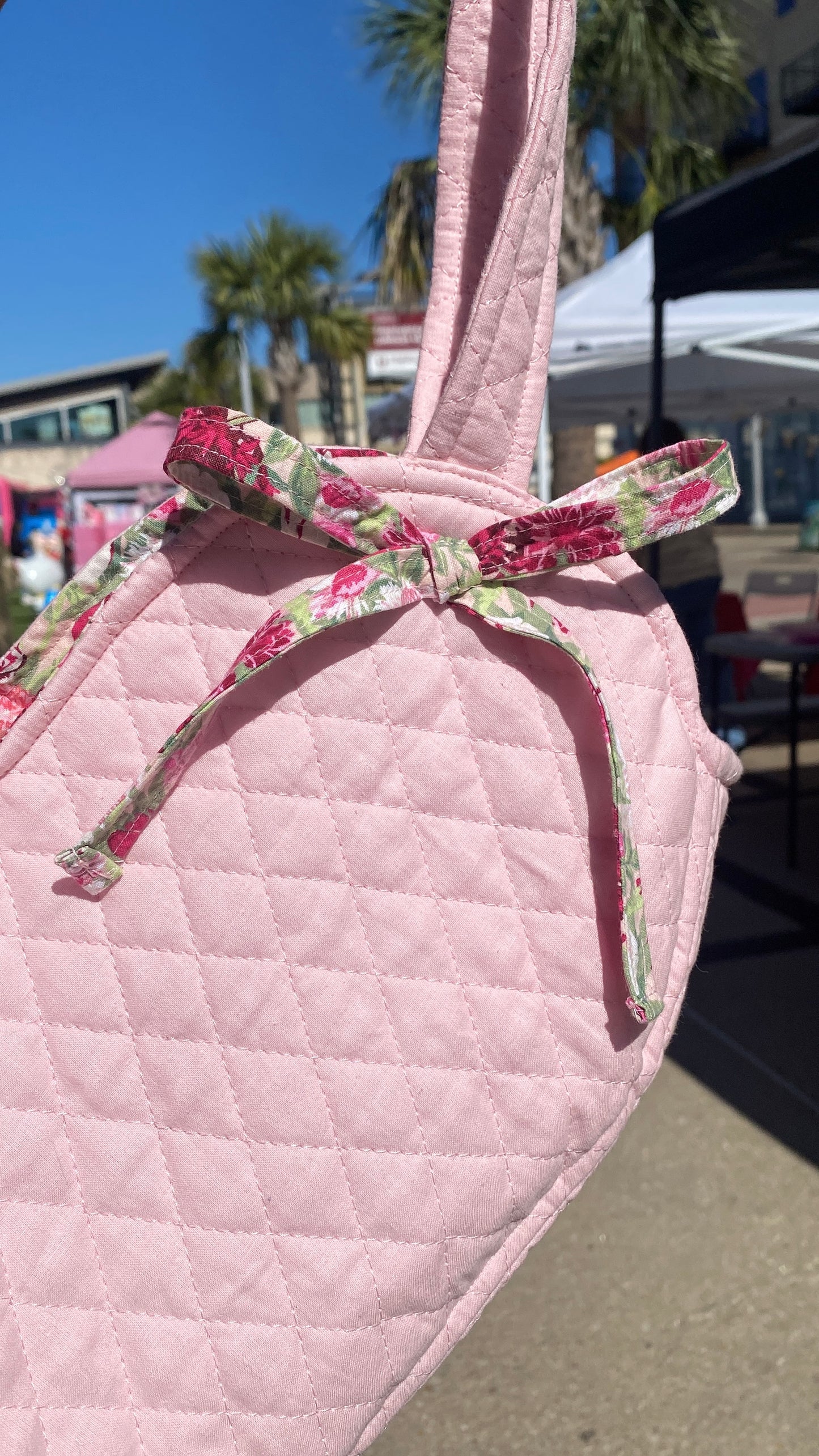 Pink heart bag with pink floral