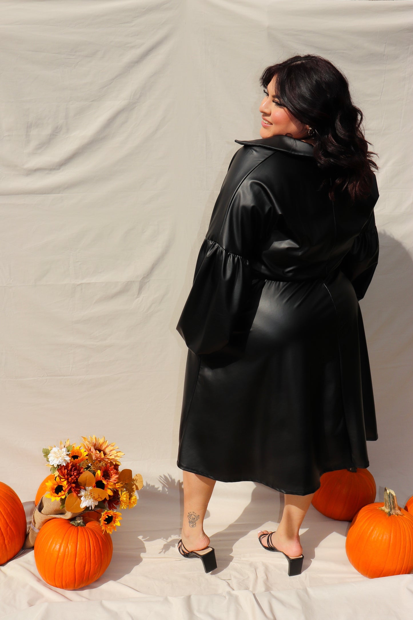 Olive - Plus size faux leather dress