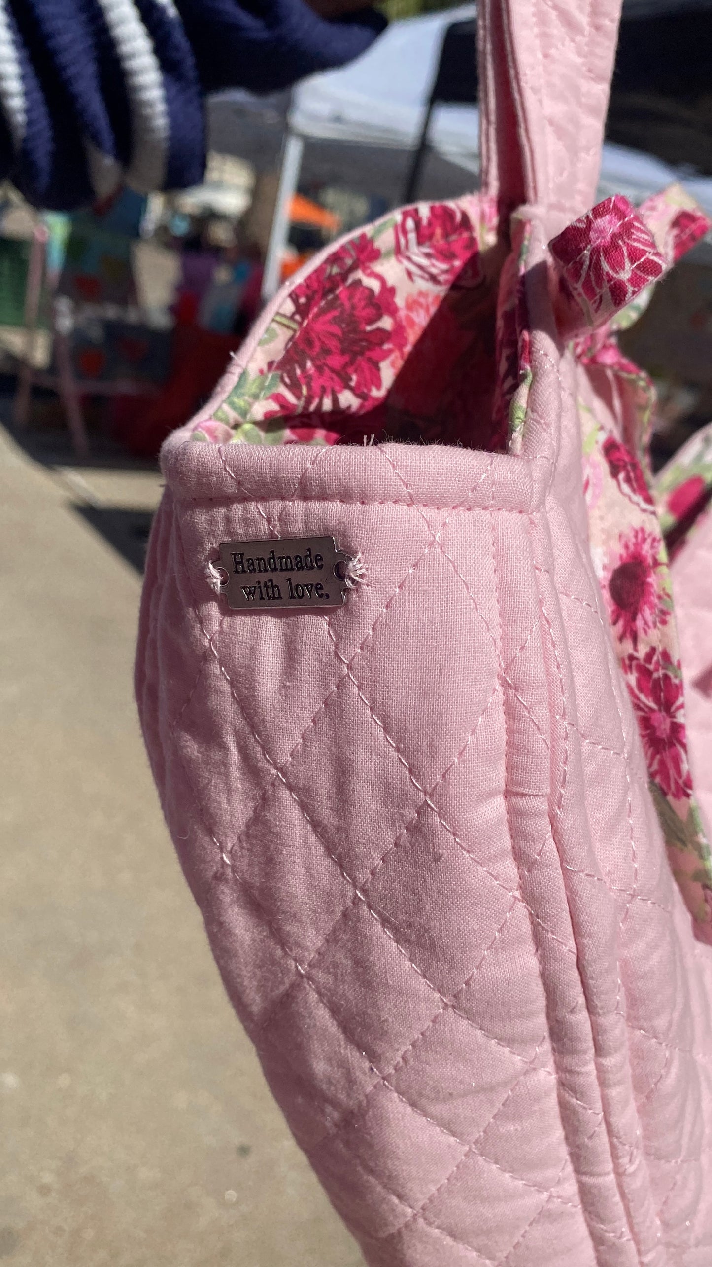 Pink heart bag with pink floral