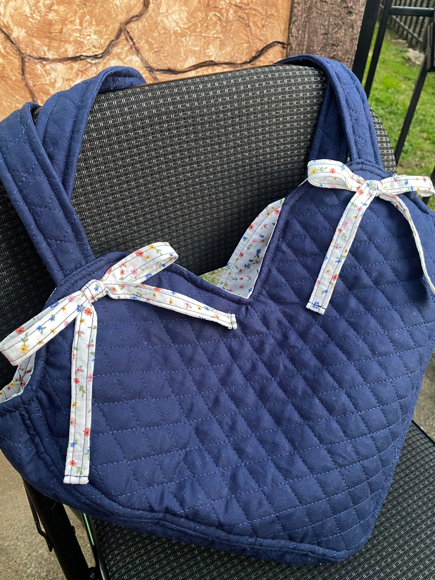 Blue heart bag with small florals- PREORDER