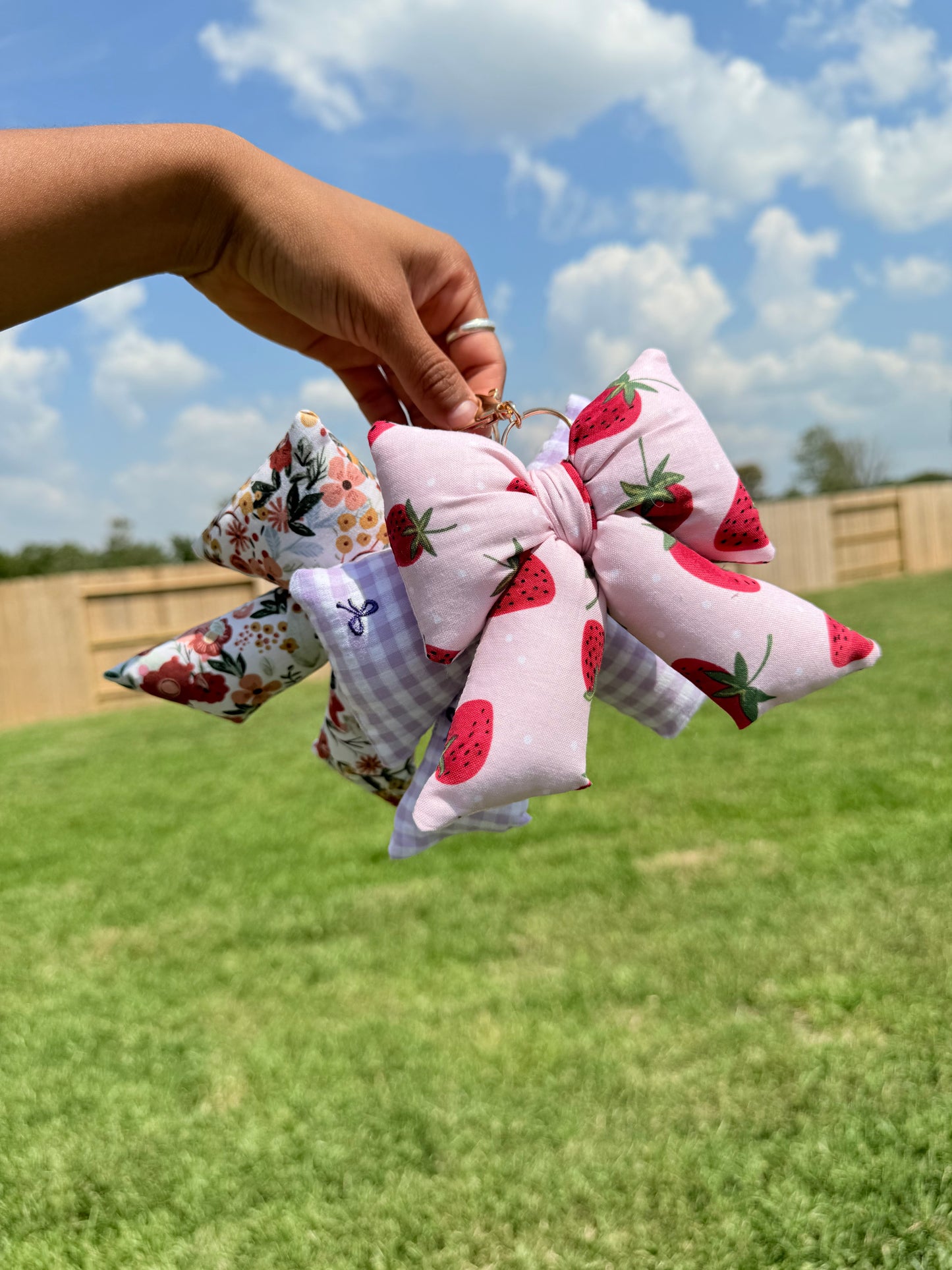 Handmade puffy bow keychains